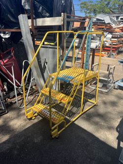 Rolling Warehouse Platform Ladder heavy duty 450lb cap24” wide x 30” tall - 5 available - $125 each