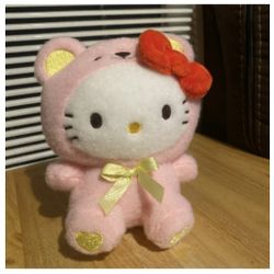 Hello Kitty Pink Bear Costume Plush Toy Wool Boa Bear 11.8IN ROUND1 EXCLUSIVE!
