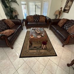 Leather Couch Set With Coffee Table Set
