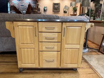 Homestyles  Mobile Kitchen Cart with Stainless Steel Top and Drop Leaf