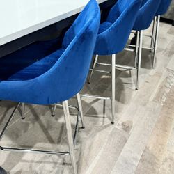 Velvet blue Barstools (set of 2)