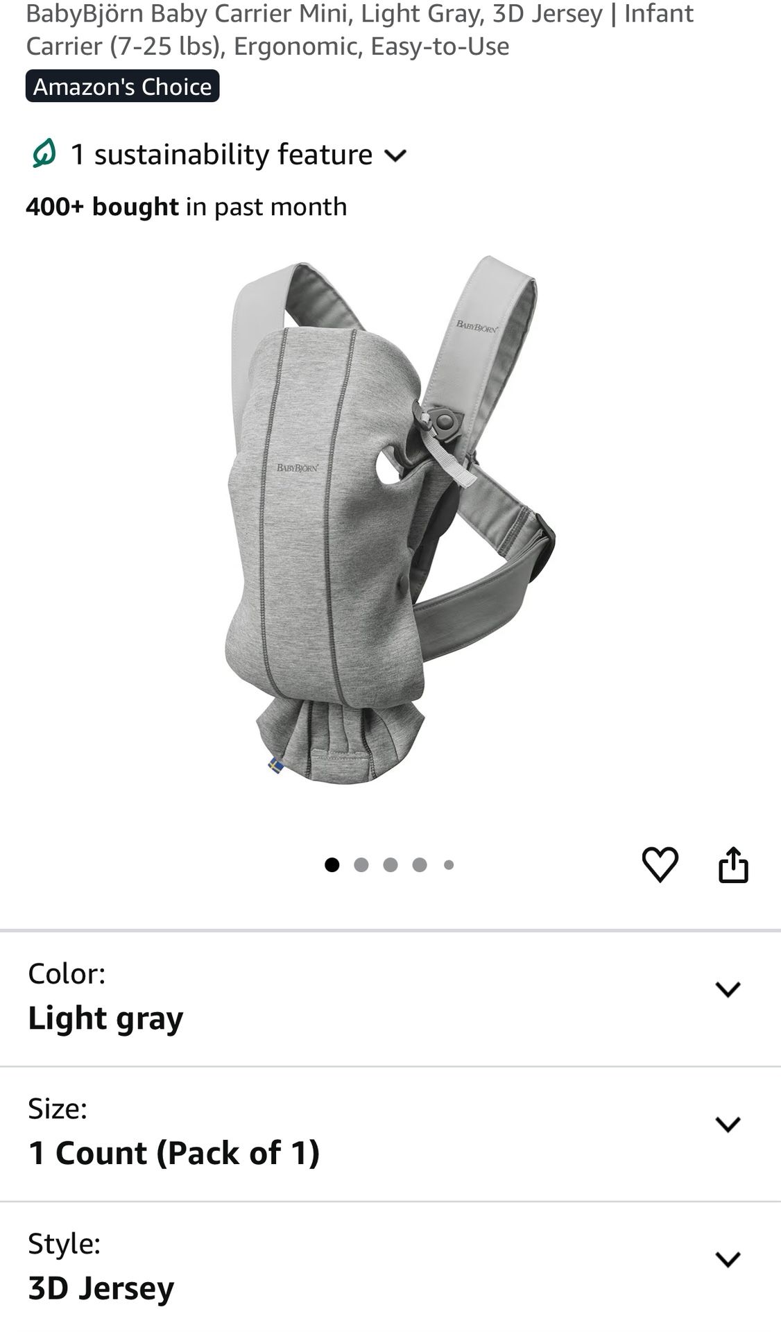 Baby Bjorn carrier In Light Grey