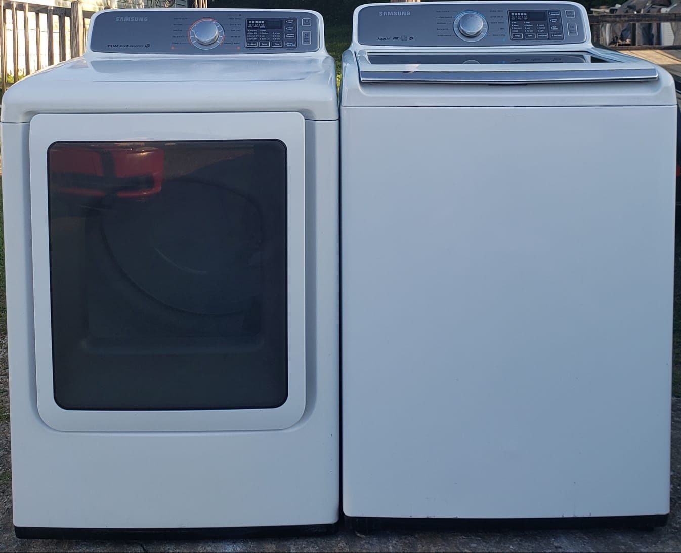 SAMSUNG WASHER AND DRYER SET TOP LOAD