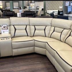 Brand New Beige Power Reclining  Sectional 