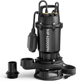 Aquastrong 1 HP Sewage Grinder Pump, 115V 4200 GPH Sewage/Effluent Pump