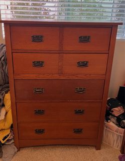 Mission Style Tall Wood Dresser 5-Drawer