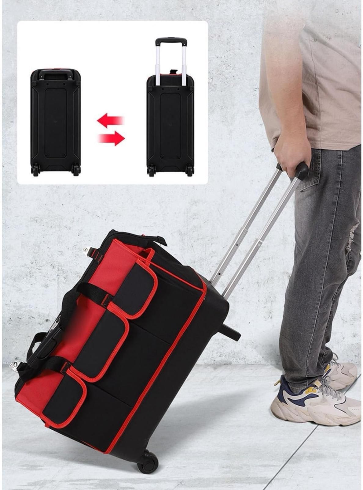 Tool Rolling Bag Wide Opening and Large Capacity Hand Tool Pull Bar Bag for Electrician Repairman(J1)