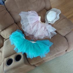 Toddler/ girls tootoo and Hat Pink, white, blue 