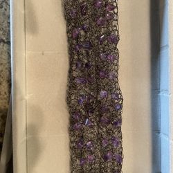 Purple Mesh Wide Magnetic Clasp Bracelet 