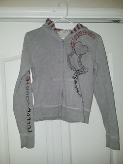 Roxy grey zip-up hoodie youth size large