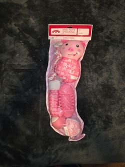 Holiday Time Pink Pig Christmas Dog Toy Stocking 6-Piece Set – NEW