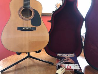 Acoustic retro hohner guitar and accessories