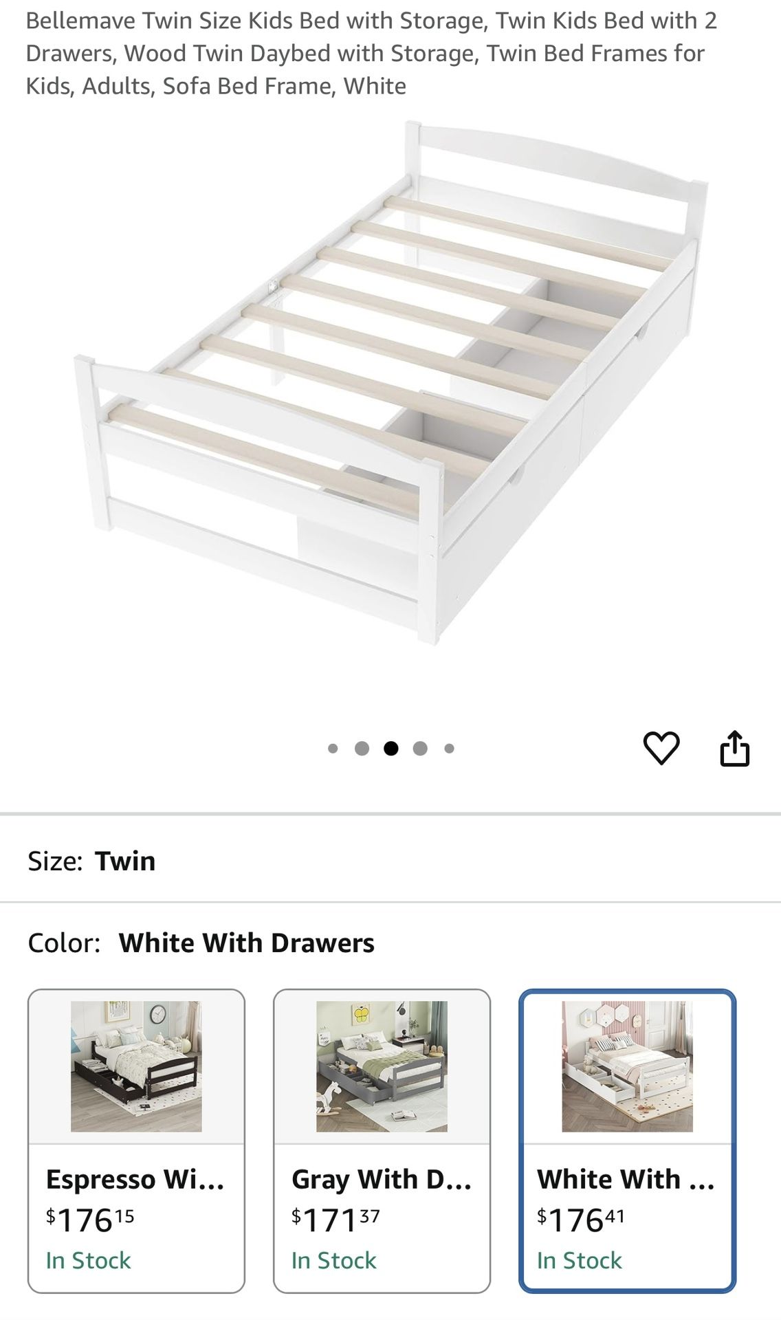 New Kids Bed. Without Drawers. Twin Size. Wood. White.