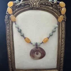 Sterling Silver Beaded Jade, Amethyst, Mother Of Pearl, & Calcite Necklace
