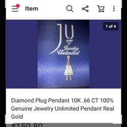 10k Yellow Gold Diamond Plug Pendant