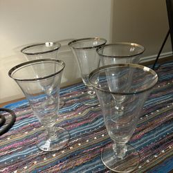 Vintage Crystal Stemware With Silver Rims