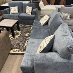 CUSTOM BLUE SOFA AND LOVESEAT! I CAN ORDER THIS STYLE IN ANY COLOR YOUD LIKE BRAND NEW 
