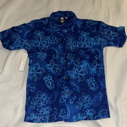 Waterworx Hawaiian Shirt Button Blue Kids Boys Large 12 14 New A023