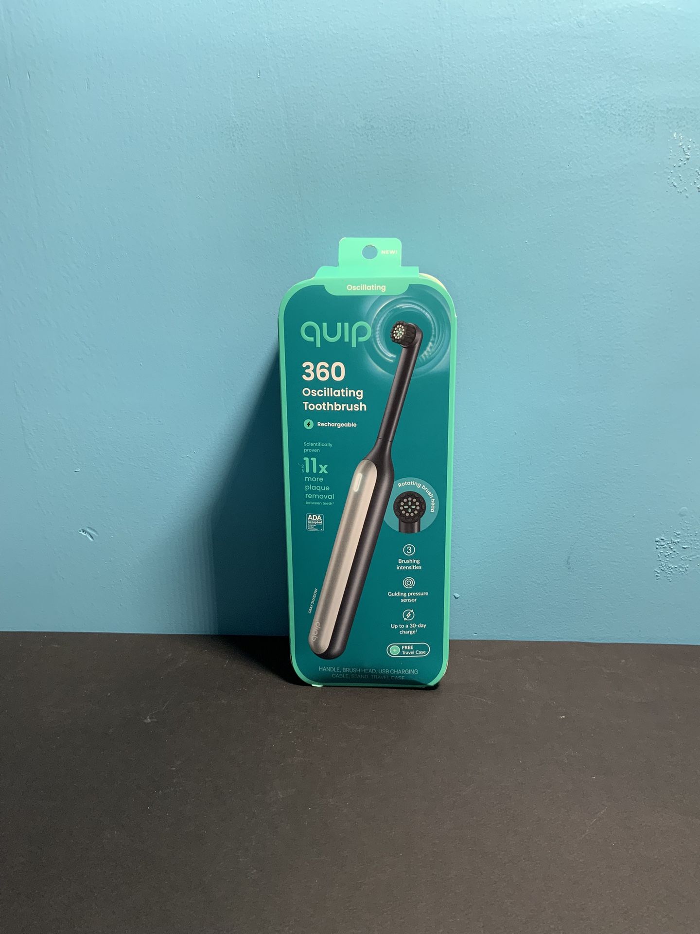 Quip 360 Oscillating Rechargeable Toothbrush - Black/Silver