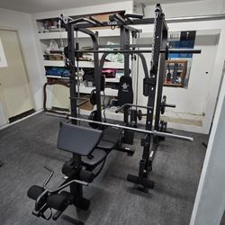 Vesta Smith Machine 1001 | Adj Bench W/ Leg Developer And Preacher Station |Gym Equipment | Fitness | Pulleys|🔴WEIGHTS AND BARBELL SOLD SEPARATELY 🔴