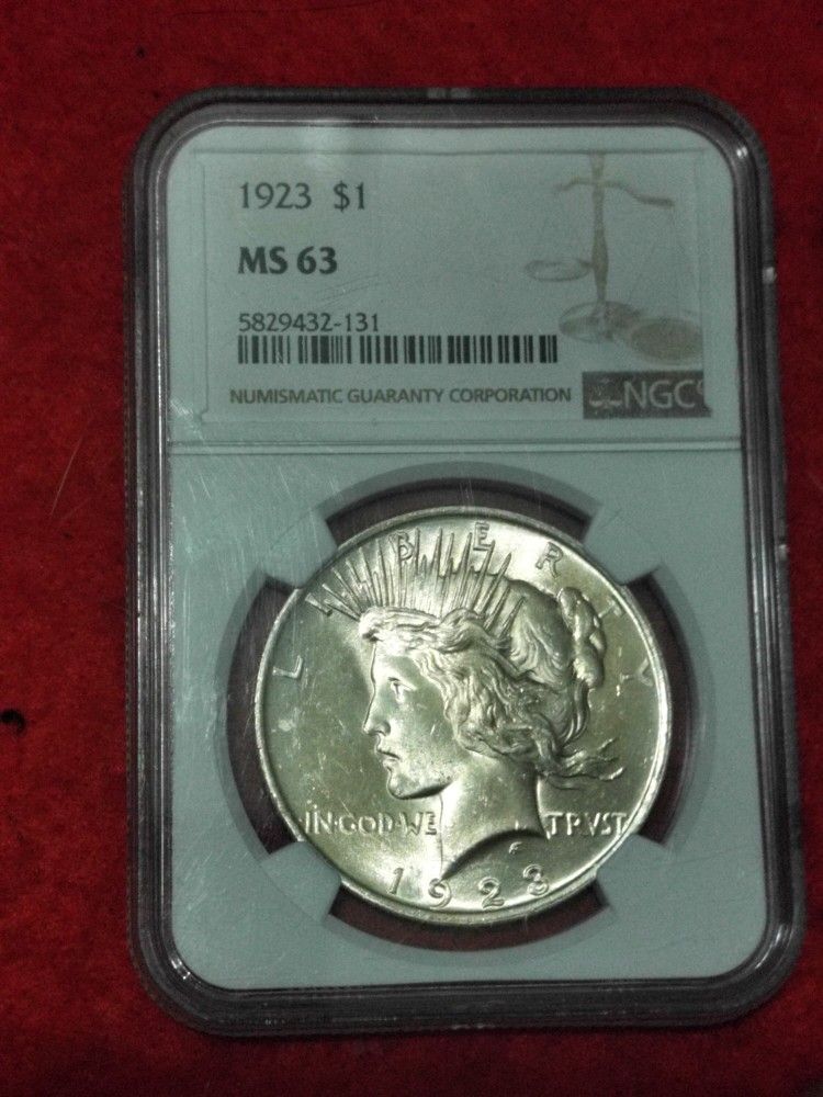 1923 Ms63 Peace Dollar