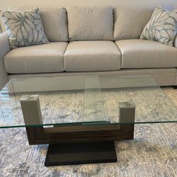 Contemporary Glass Top High-Low Coffee Table 