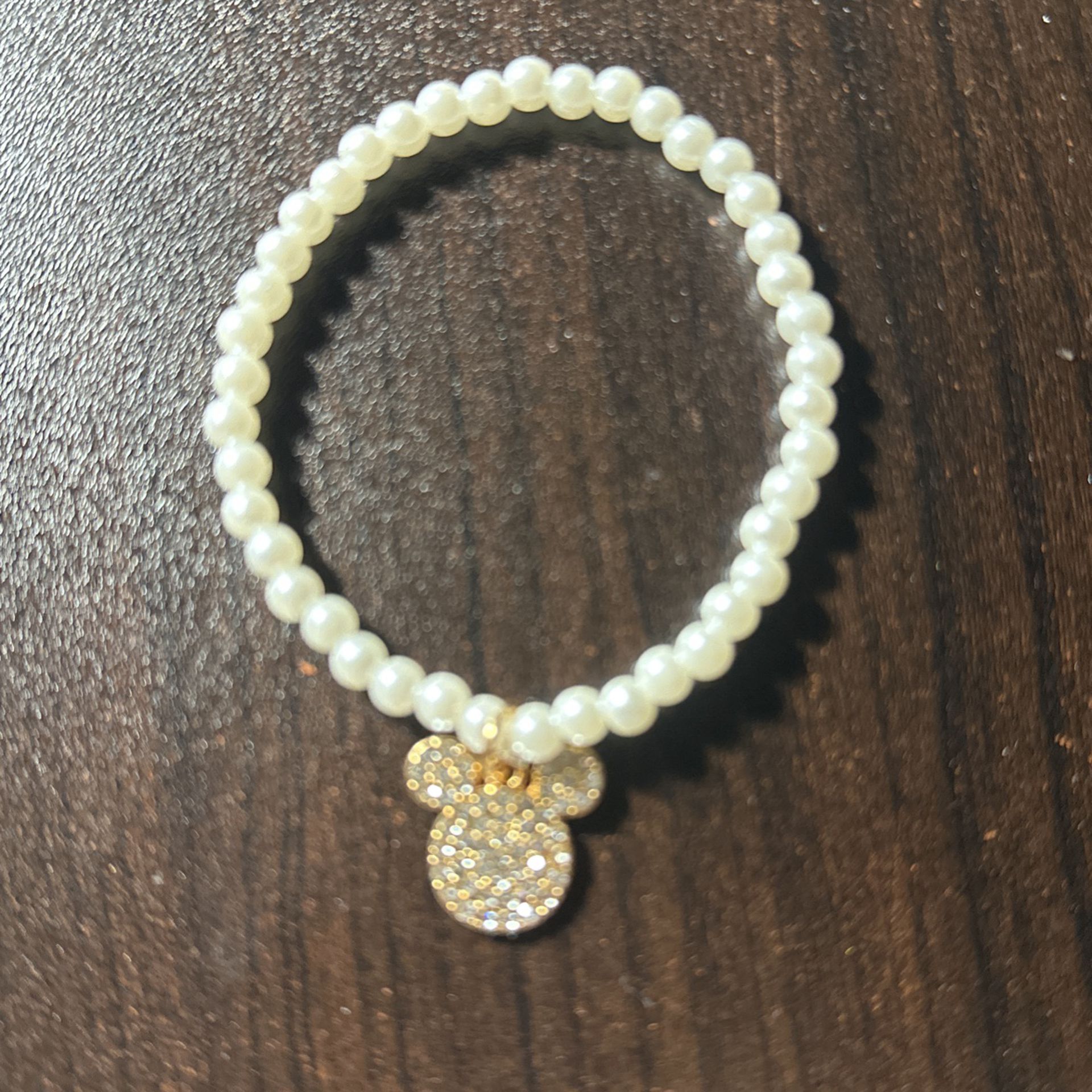 Pearl Bracelet With A Mickey Charm