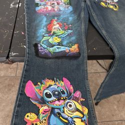 Custom Hand Painted Denim Jeans 