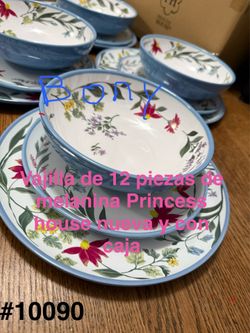 Vajilla de 12 piezas de melanina 👉 princess house todo nuevo y con caja 📦