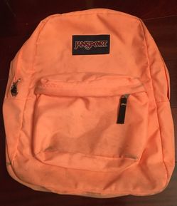 Jansport Peach Backpack/Bookbag with outer Zippered Storage Area