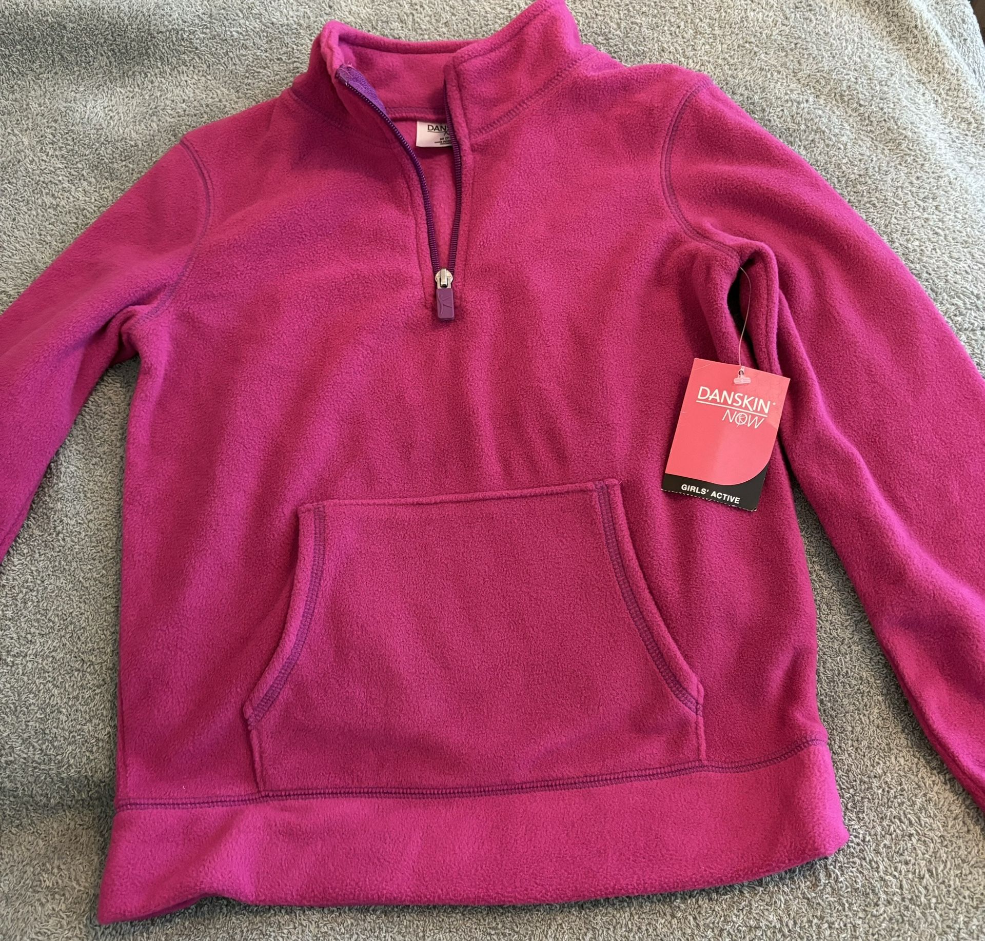 Danskin Now Girl Pink Active Pullover Fleece Sweater. Size M (7/8) Brand New 