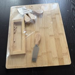 Bamboo cheese board and knife set