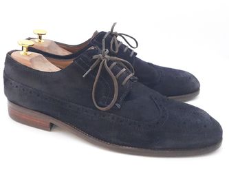 Massimo Dutti Mens US 12/EU 45 Black Suede Wingtip Lace Up Oxford Shoes Portugal