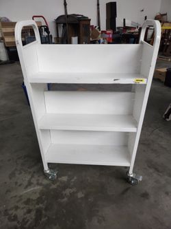 VEVOR White Rolling Book Cart 4-Shelf