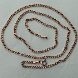 925 Silver necklace 2mm 19.75” cuban chain 14k rose gold plated unisex