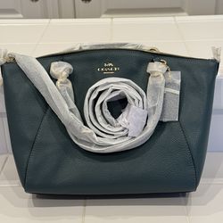 New Coach Kelsey Dark Green Famous Pebble Leather