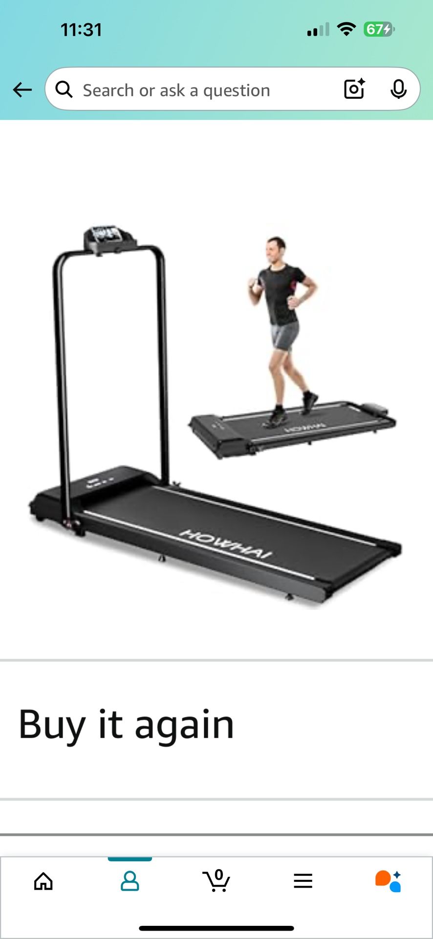 Walking Pad Treadmill With Handle Bar Foldable