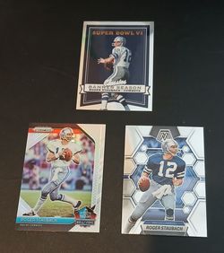 3 Roger Staubach chrome cards.  $5 for the 3 cards together