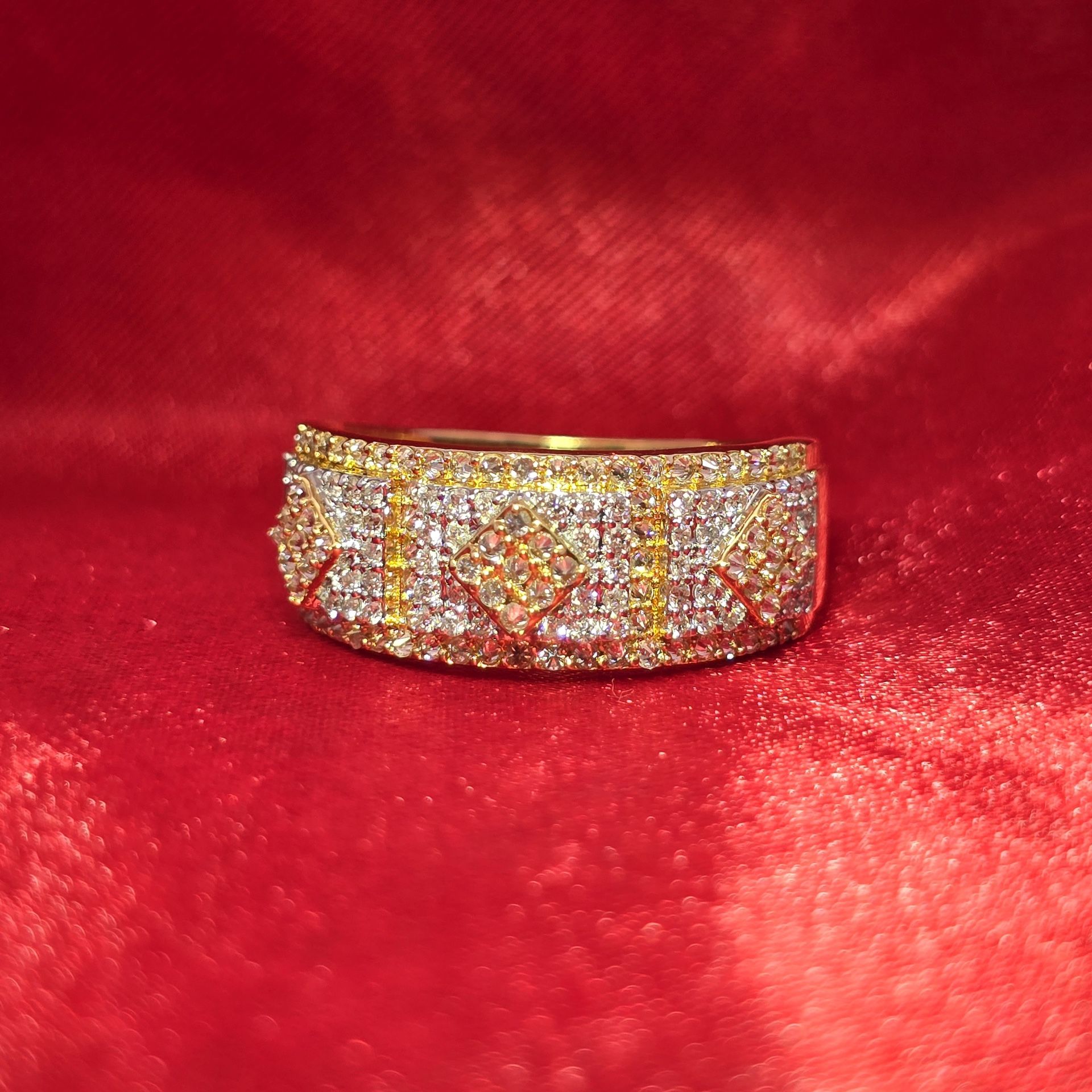 10k Yellow Gold Diamond Round Brilliant Cut Ring 0.90 ctw