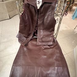 Soft quality leather vest and skirt size 2