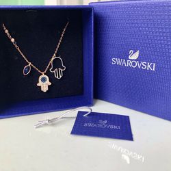 NIB Authentic Swarovski Crystal Duo Hand Necklace Bracelet Bangle Earrings Pendant
