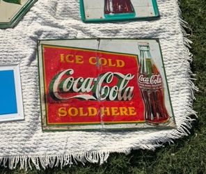1933 Coca-Cola Tin Metal Self Framed Sign