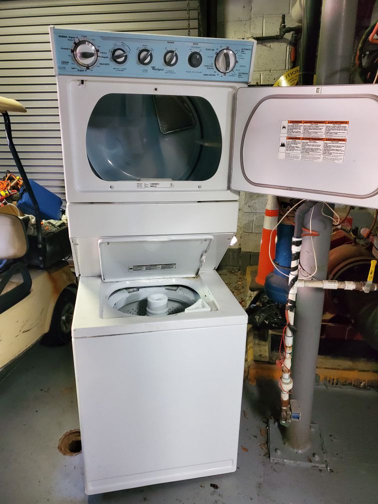 Whirlpool stackable, washer and dryer