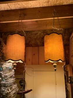 1960’s Hollywood Regency Swag Velvet Lamps