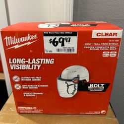 *BRAND NEW* Milwaukee BOLT Clear Dual Coat Lens Full Face Shield that attaches to Milwaukee Safety Helmets & Hardhats Milwaukee 48-73-1420 face shield