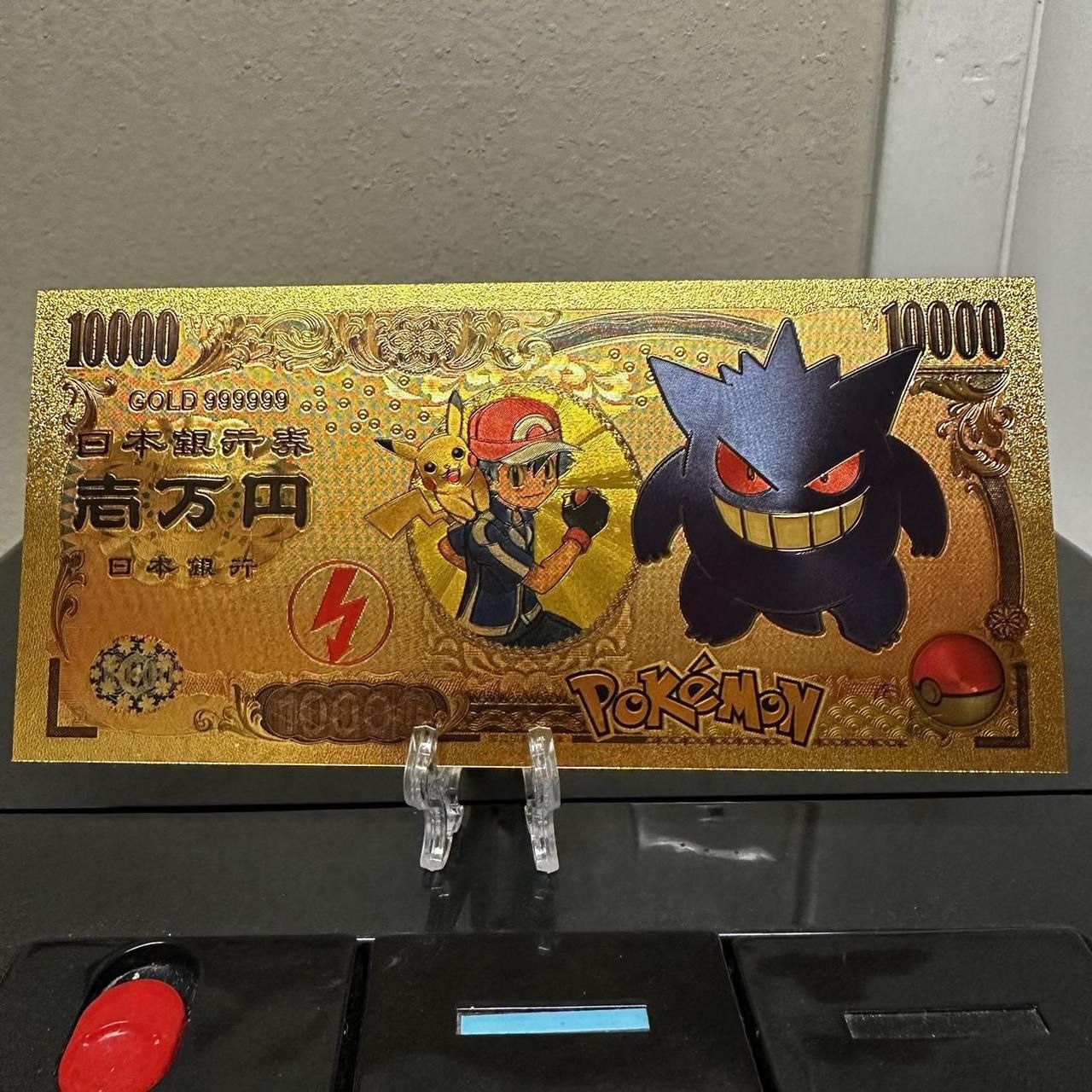 24k Gold Foil Plated Gengar Pokemon Banknote Anime Collectible