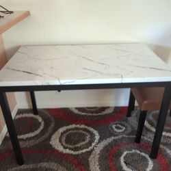 Metal  Table Faux Marble Top