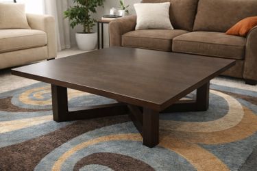 Modern Dark Wood Square Coffee Table