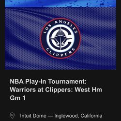 Clippers v Warriors Play In Game Tix x2