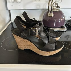 Franco Sarto Leather/ Cork Heel Wedges